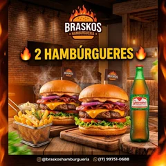 Dois hambúrgueres gourmet+ batata 250g mais guaraná de 1 litro por apenas 79.90