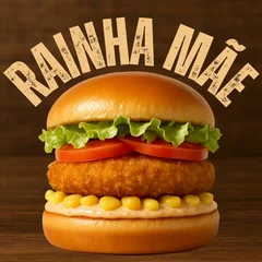 Burguer - A Rainha Mãe (Três Queijos Empanado, Milho, Alface, Tomate e Molho)