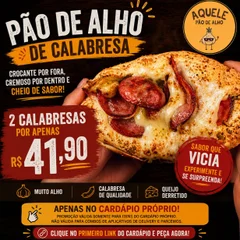 Combo 2 Pães de Alho com Calabresa + 2 Coca Zero GRÁTIS