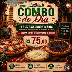 1 PIZZA SALGADA MÉDIA 30 cm + 1 BROTO DE CHOCOLATE ou NINHO