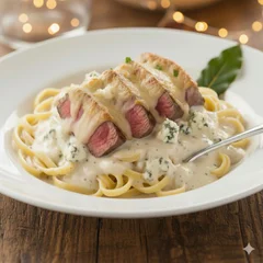 Iscas de Filé Mignon ao molho Gorgonzola