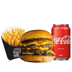 Combo | Triplo Burger + Fritas + Coca Cola 350ml