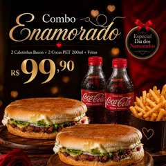 Combo Enamorado - 2 Calotinhas bacon + 2 coca lata + Fritas P