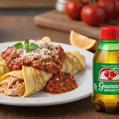 Panqueca de Frango ao Molho Sugo + Guaraná Mini