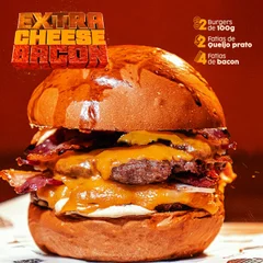 Burger Extra Chesse Bacon 4 Fatias de Bacon 2 Hamburgers de Fraldinha