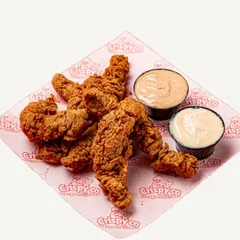 (LEVE 12 TIRAS PROMO) 06 tiras de frango + 2 potes de 30ml molho