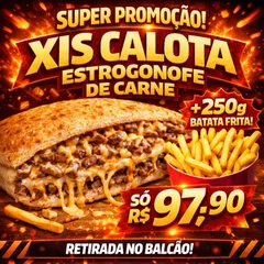 xis calota estrogonofe carne + 250g batata frita 