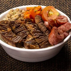 Marmitex P Tam. Num. 7 - Churrasco e Linguiça assada