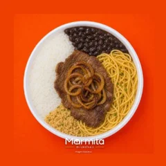 Bife Acebolado, Arroz, Feijão, Espaguete e Farofa
