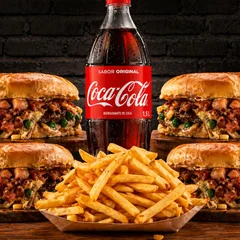 Combo Galpão da Galera ( 4 xis+ Fritas 500g+ Coca 1,5)