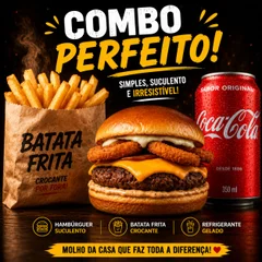 Burger Onion Cheddar Bacon + Batata + Coca-Cola