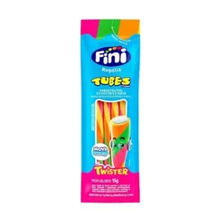 Bala Tubes Frutas Silvestres e Nata Twister Fini 15g