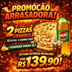 2 pizza grande + guaraná fruki2l 