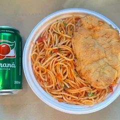 Espaguete & Frango Empanado + lata Guaraná + R$ 14,99 leve outra marmitex