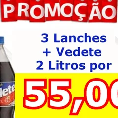 1 Minnie (X-Bacon) + 1 Max (X-Burguer) + 1 Pluto´s Simples 2 Salsichas + Vedete 2L