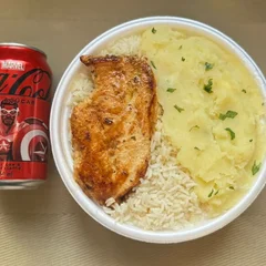 Frango Grelhado & Purê + lata Coca Zero + R$ 14,99 leve outra marmitex