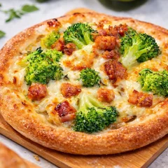 Brócolis, bacon e mussarela