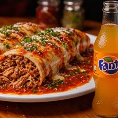 Panqueca Mista ao Molho Sugo + Fanta Mini