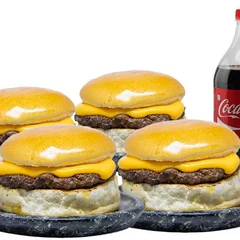 Combo 4 Hambúrguer  cheddar + Coca-Cola 1,5l