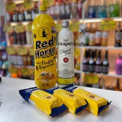 COMBO VODKA  ETERNITY  TROPICAL FRUITS 900ML + 1 RED HORSE TROPICAL 2L  + 3 GELO DE COCO SABOR MARACUJA 200ML 