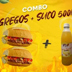 2 Gregos + Suco 400 ou 500ml