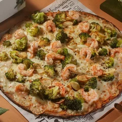Pizza Fit Do Chef | Mussarela de Búfala, Brocolis, Camarões e Orégano