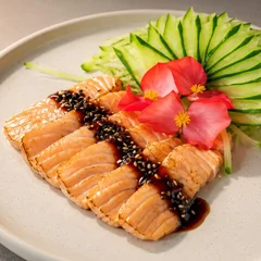 Sashimi de Salmão maçaricado com 06 peças