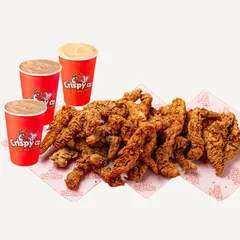 (LEVE 56 TIRAS PROMO) 28 Tiras de frango + 3 Copão 200ml de molho