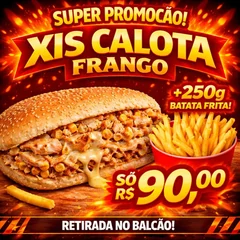 xis calota frango + 250g batata frita 