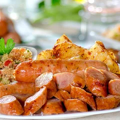 Marmitex G (Tam 09) - Linguiça assada e Frango frito