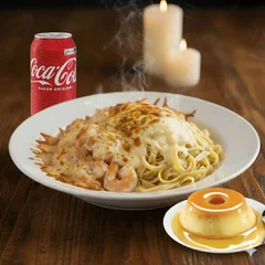 Camarão Mediterrâneo + Coca-Cola 350ml + Sobremesa
