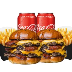 Combo Casal | 2 Bacon Burger + 2 Fritas + 2 Coca Cola 350ml