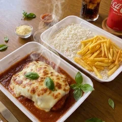 Parmegiana de Alcatra com catupiry ,Presunto e queijo(Individual) 