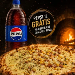 Pizza grande 35cm tradicional até dois sabores com refrigerante 1L grátis.