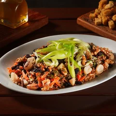 Salada de Grãos |  Salada com Mix de Grãos, Molho Pesto e Alho Poró