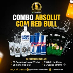 ABSOLUT + 5 RED BULL + 5 GELO SABORES   