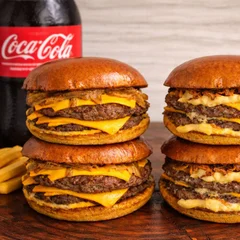 4 Burgers Duplex + Batata Grande + Coca Cola 1 Litro