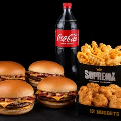 Combo Suprema | 4 lanches 160g + 1 Batata Suprema 500g + 12 Nuggets + Coca 1 L