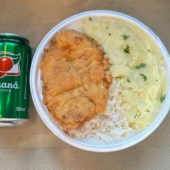 Frango Empanado & Purê + lata Guaraná Antárctica + R$ 14,99 leve outra marmitex