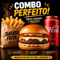  Burger Catupiry Bacon + Batata +Coca-Cola