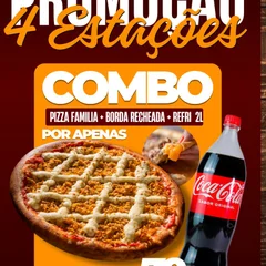 Pizza família 4 estações com borda recheada + Refrigerante 2L 