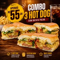 3 Hotdogs Batata palha