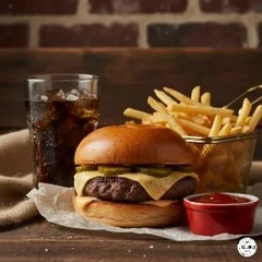 Combo Cheese Burger + Batata + Refri 350ml 