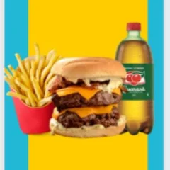1 Double Cheddar Bacon + Batata Frita 200g + Guaraná de 1 Litro