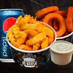Combo 3 - (Onion Rings + Batata Frita + Refri. + Molho)