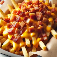 Fritas com Cheddar e Bacon  Porção Campeã!