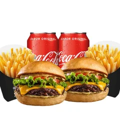 Combo Casal | American Burger + Fritas + Coca Cola 350ml