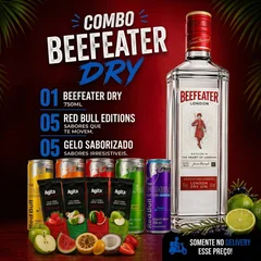GIN BEEFEATER 750 ML + 5 RED BULL + 5 GELO SABORES