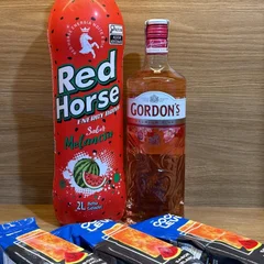 COMBO GIN GORDONS PINK 700ML + 1 RED HORSE SABOR MELANCIA 2L + 3   GELO DE COCO SABOR MELANCIA  200ML 