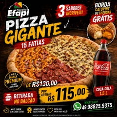 pizza gigante + coca cola 1.5l + borda recheada 
